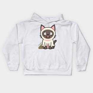 Funny siamese cat smells stinky poo poo Kids Hoodie